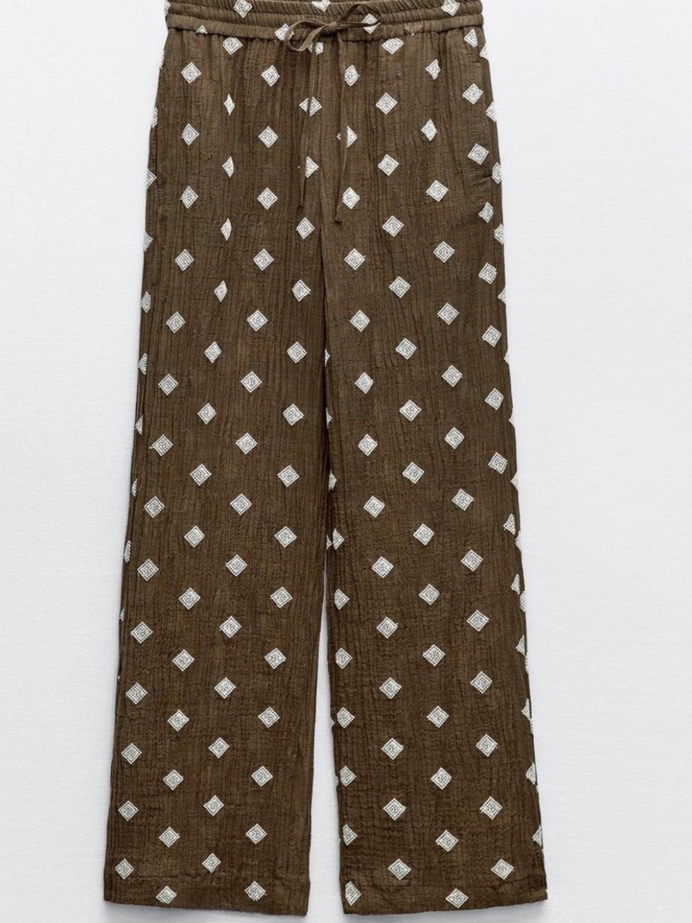 ZARA Straight Leg Embroidered Pant